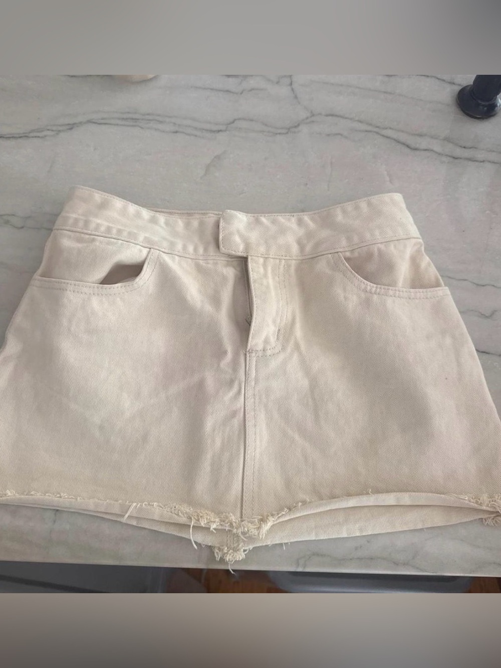 Women’s Cream Denim Skirt